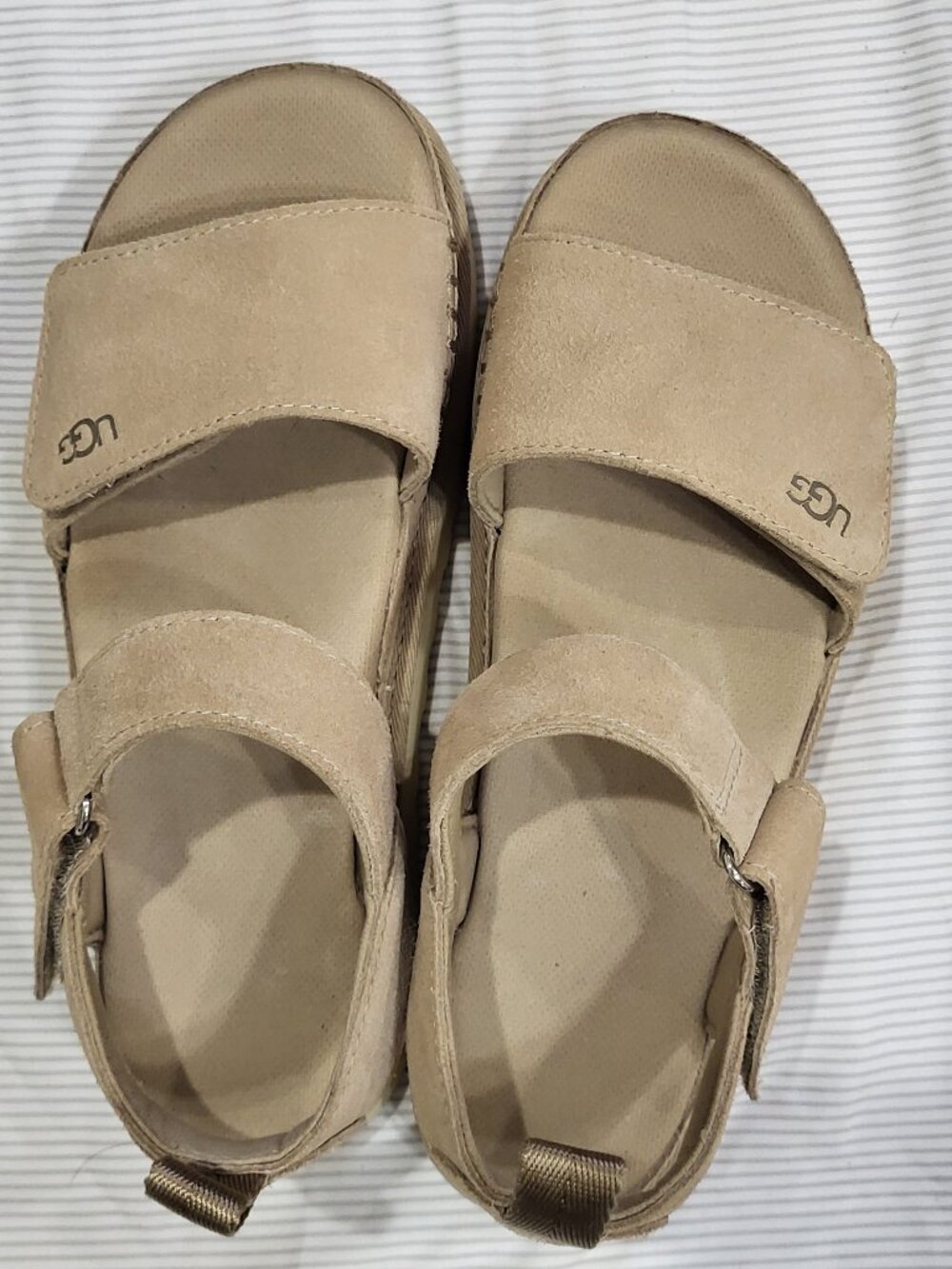 UGG Goldenstar Sand Suede Platform Sandals Women's Size 8 With Box 1136783